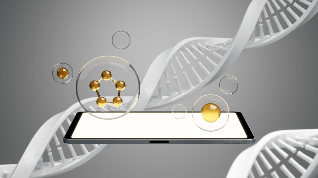Darstellung von DNA-Strukturen und molekularen Netzwerken als Symbol für die Verknüpfung moderner Datenanalyse und biomedizinischer Forschung. Designed by Freepik (www.freepik.com